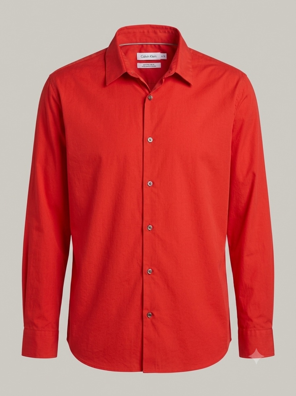 Calvin Klein Men’s Red/Orange Long-Sleeve Button-Up Shirt